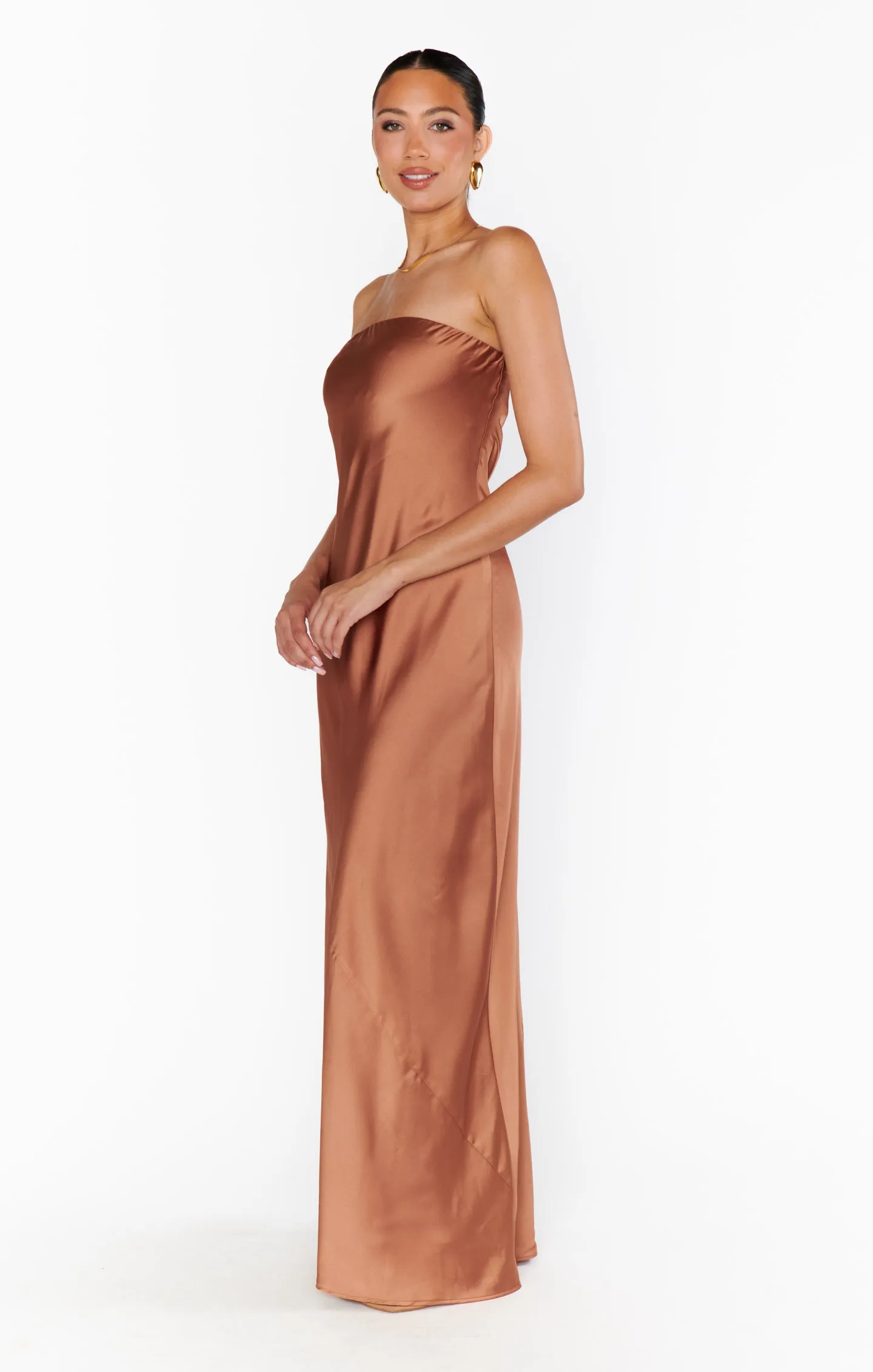 Taylor Tube Maxi Dress ~ Copper Luxe Satin