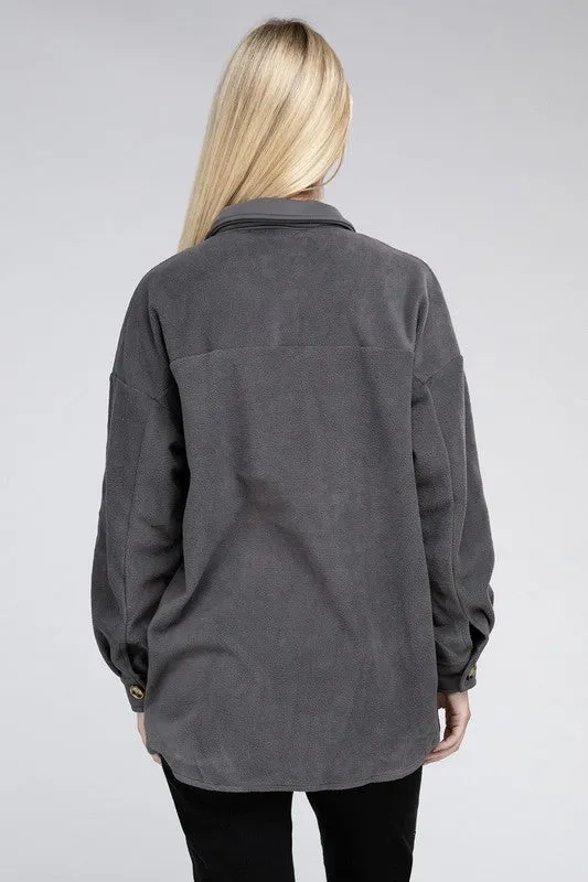 TEEK - Grey Textured Button Up Shacket