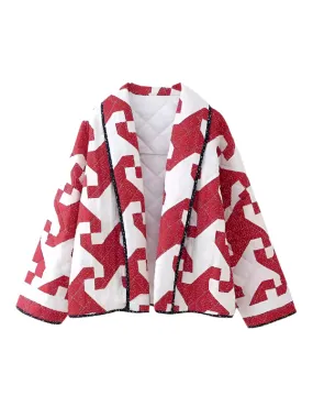 TEEK - Red Geometric Printed Cotton Jacket