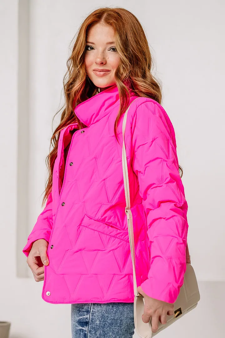 The Cool Girl Quilted Jacket | Fuchsia