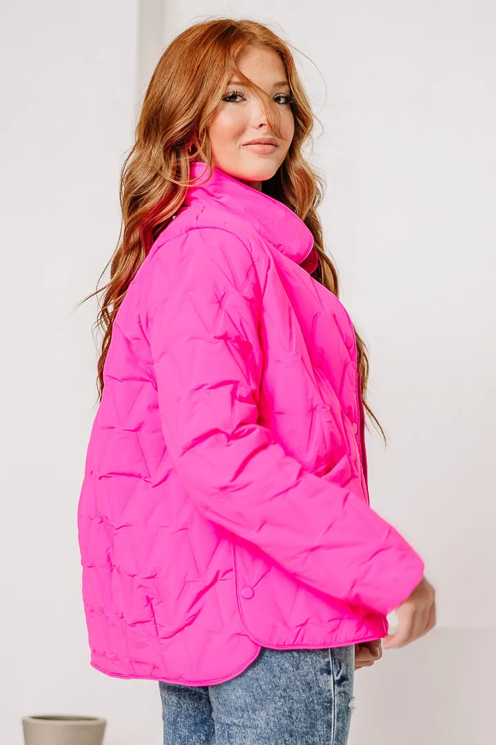 The Cool Girl Quilted Jacket | Fuchsia