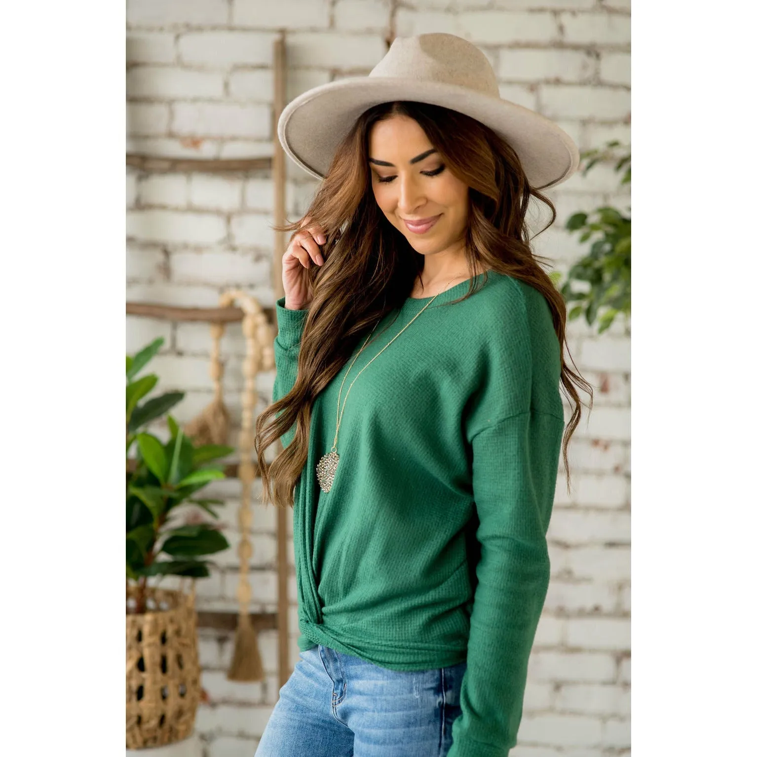 Thermal Tie Front Long Sleeve Tee