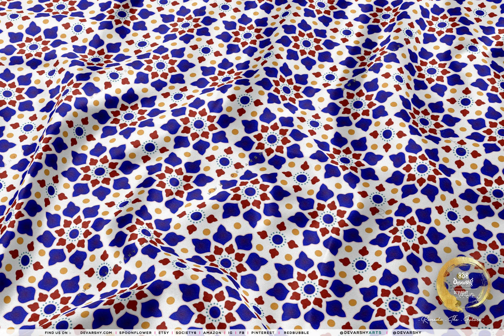 Tiles Pattern Apparel Fabric 3Meters , 9 Designs | 8 Fabrics Option | Moroccan Fabric By the Yard | 035