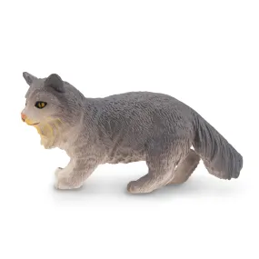 Toymany Grey Norwegian Forest Cat Figurine Toy