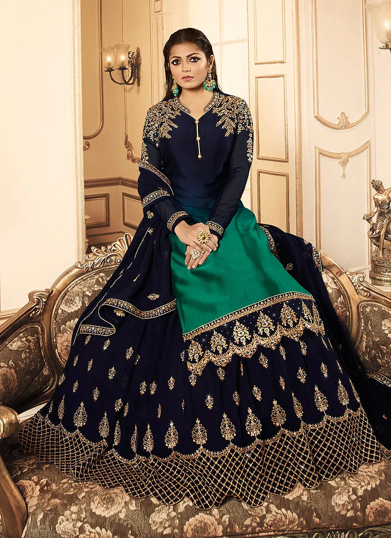 Turquoise And Blue Wedding Lehenga Suit