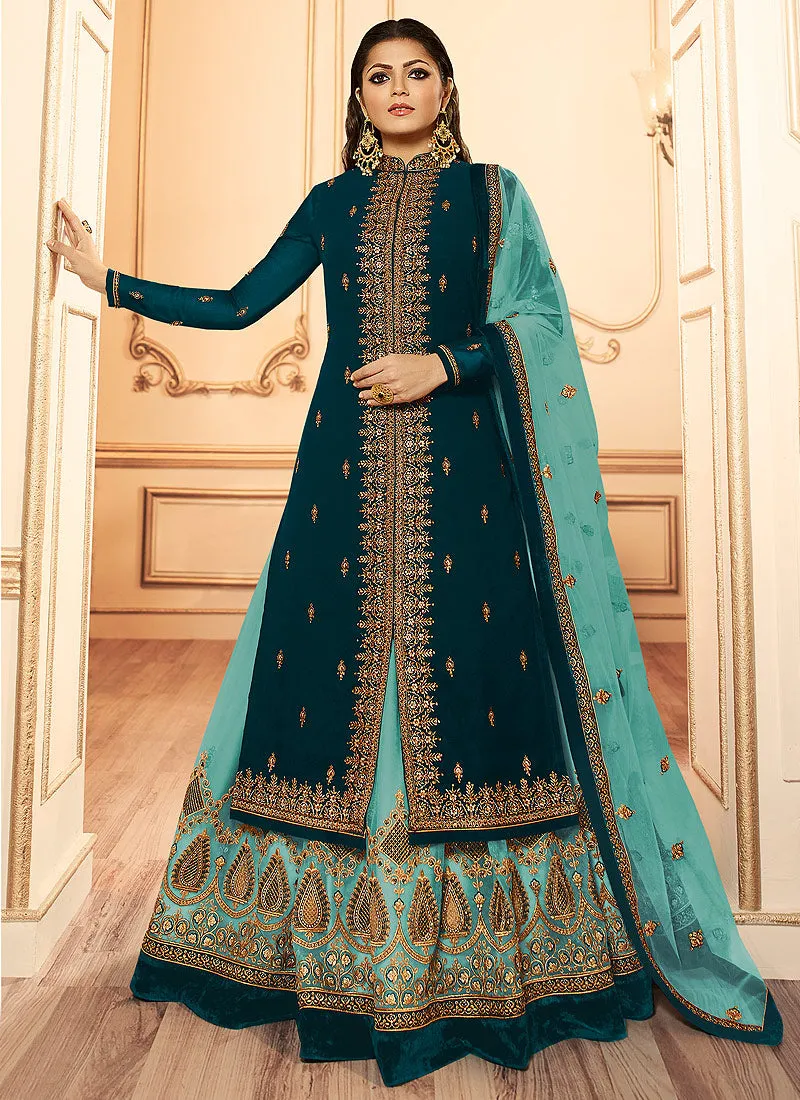 Turquoise Two Tone Wedding Lehenga Suit