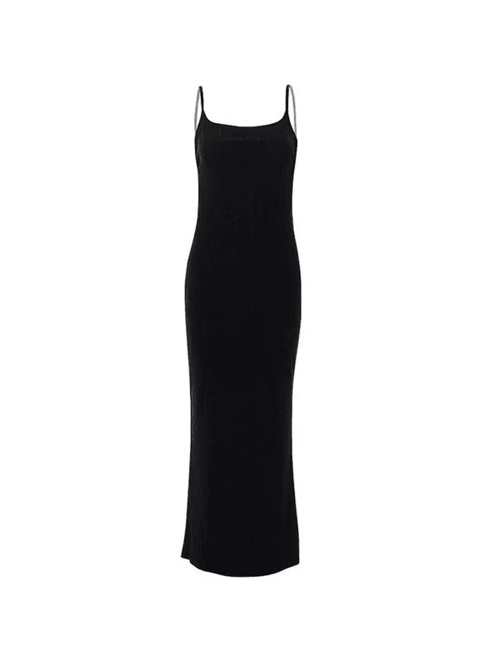 Uniwim Tie Strap Ribbed Backless Maxi Dress