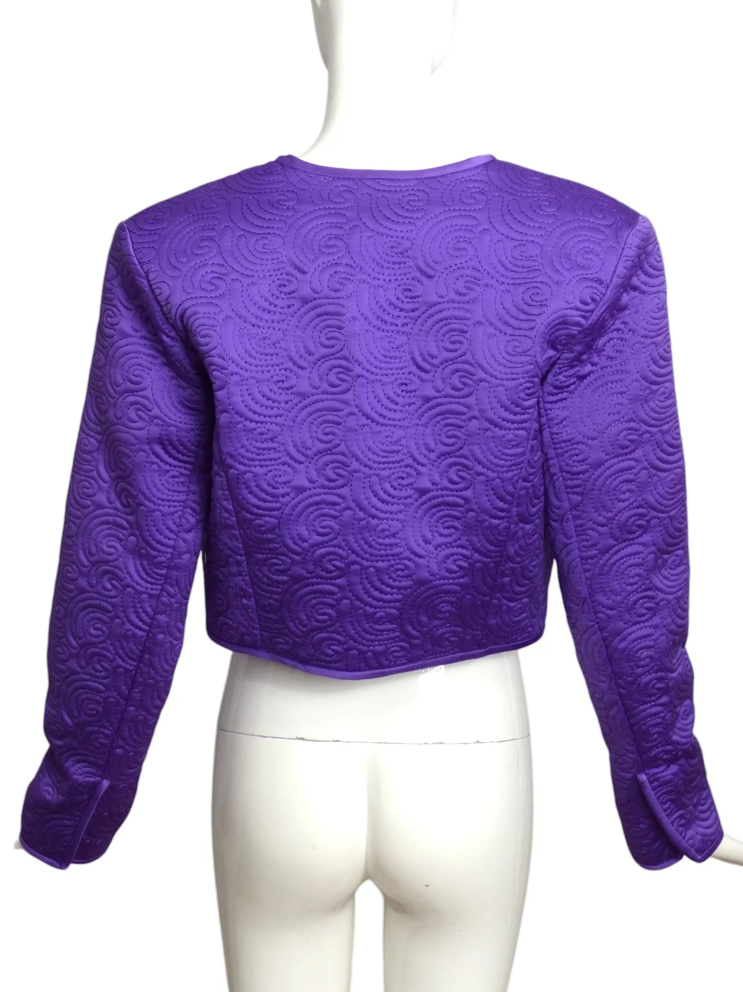 VICTOR COSTA- 1980s Purple Quilted Bolero, Size 10