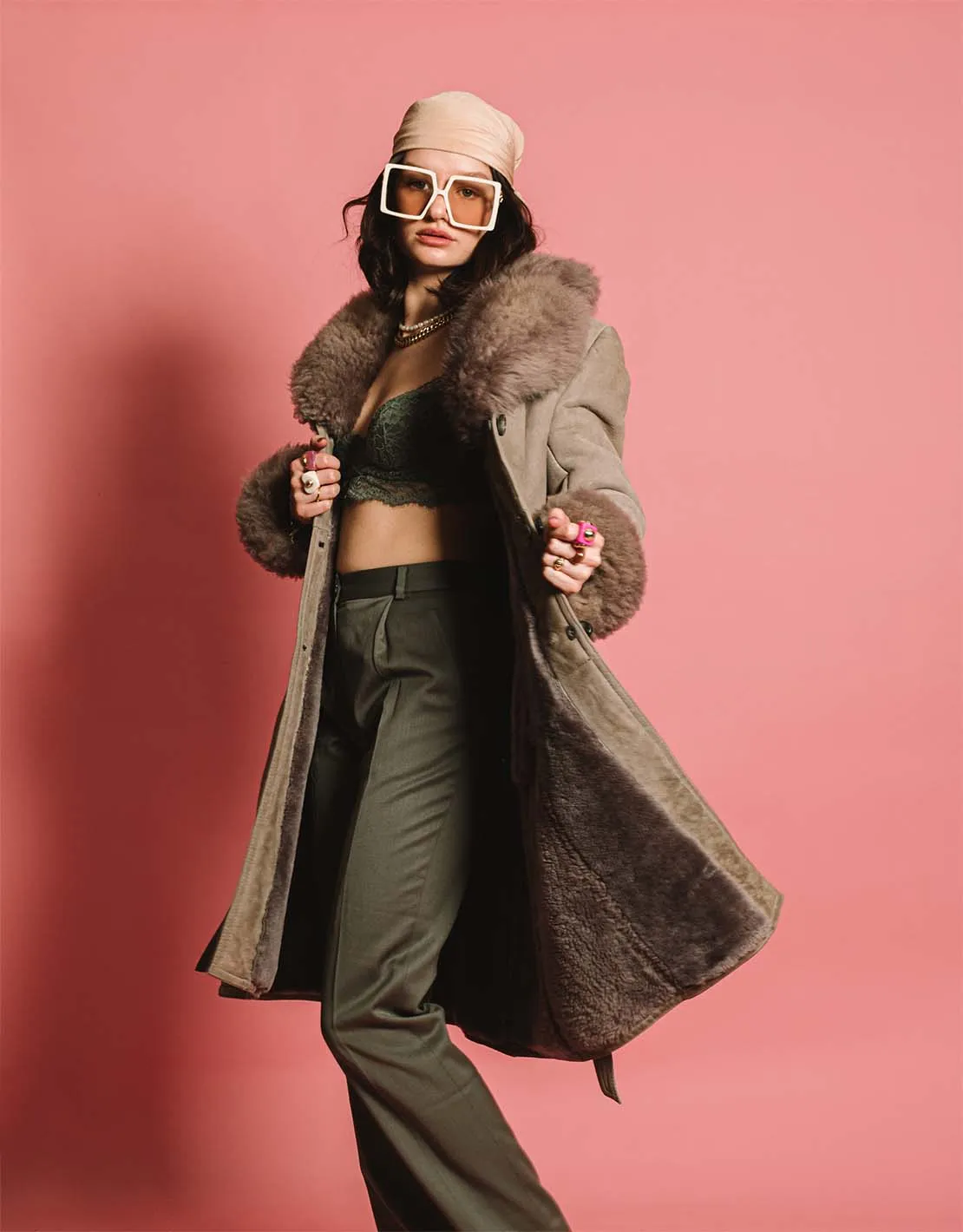 Vintage classy faux fur coat