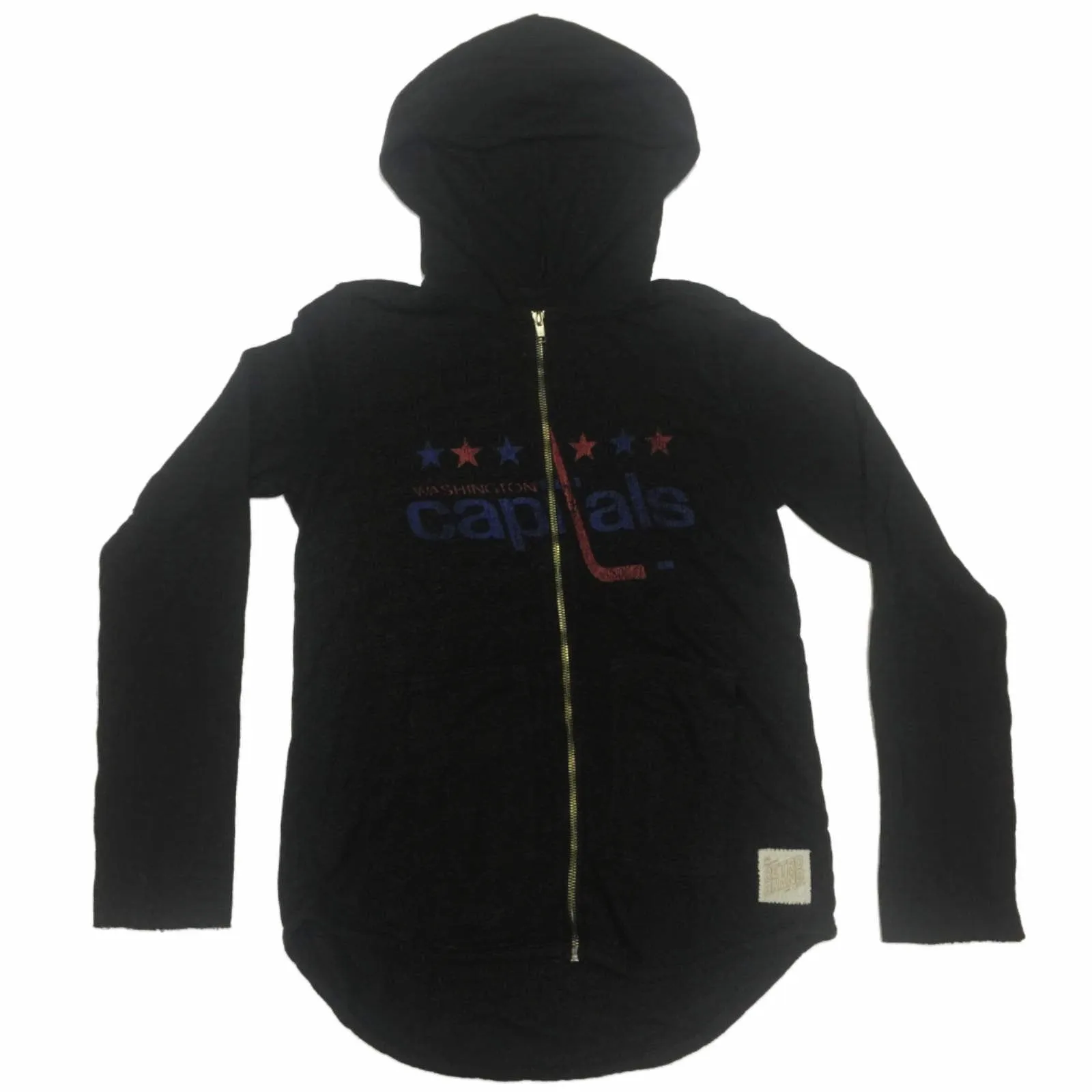 Washington Capitals Retro Brand Women Black Quad Blend Zip Up Hoodie Jacket