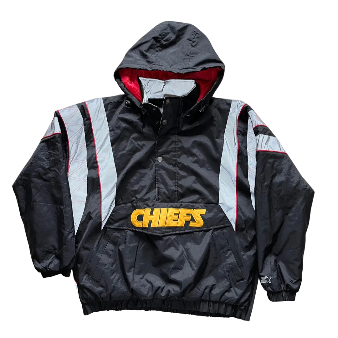 WESTSIDE STOREY VINTAGE | VINTAGE Y2K STARTER THURSDAY NIGHT FOOTBALL SPECIAL EDITION KC CHIEFS PUFFER JACKET - BLACK