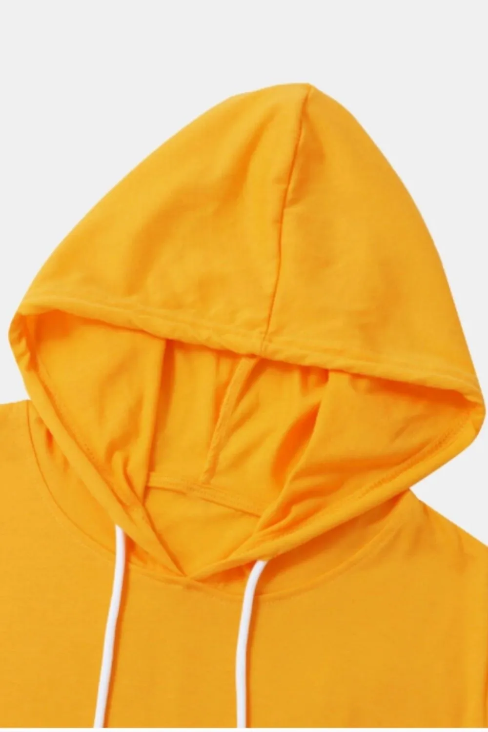 White Drawstring Yellow Hoodie