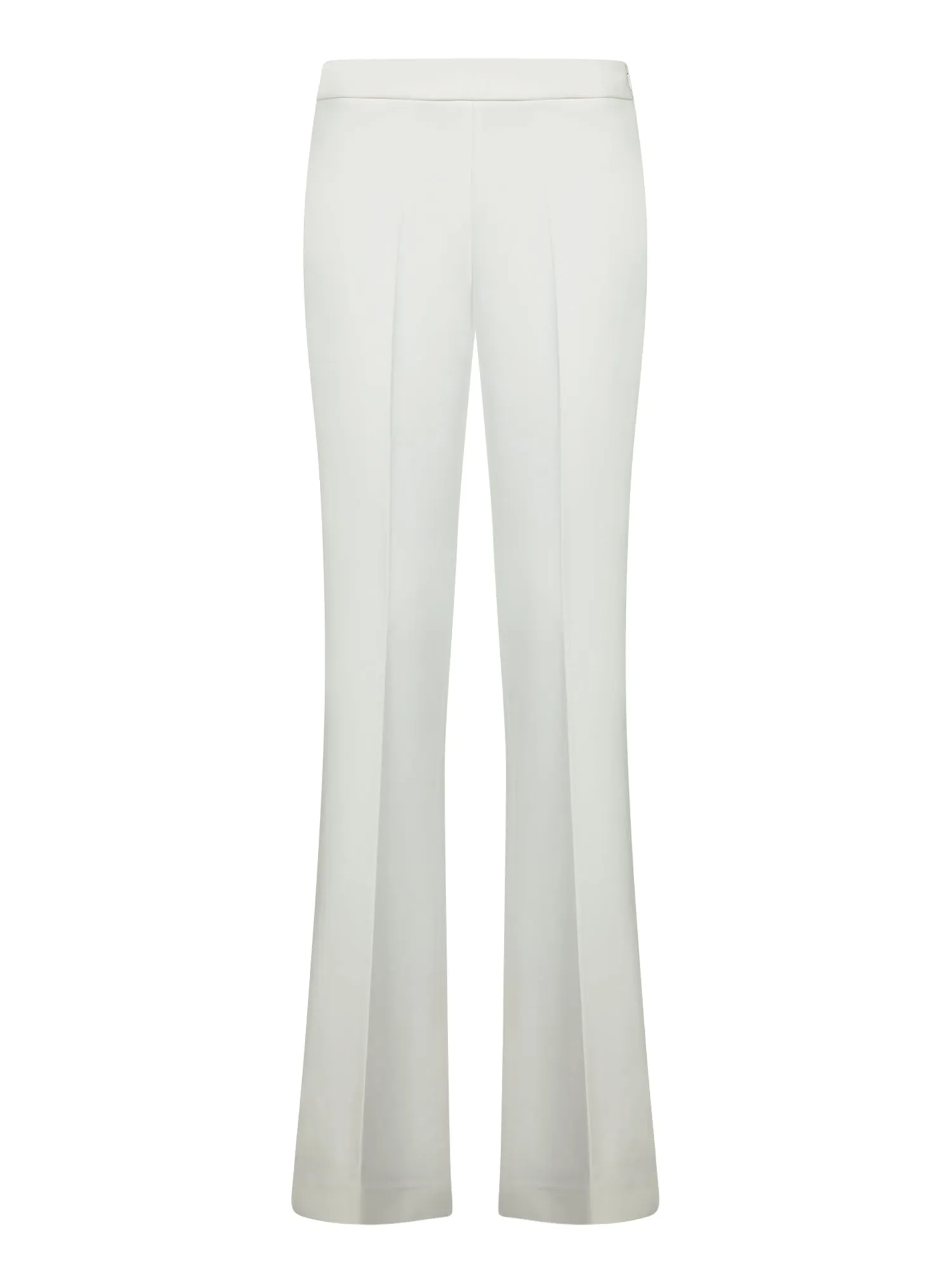 White Flared Crepe Stretch Pants