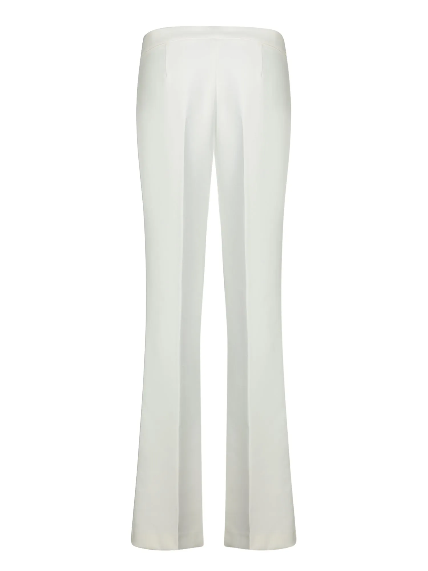 White Flared Crepe Stretch Pants