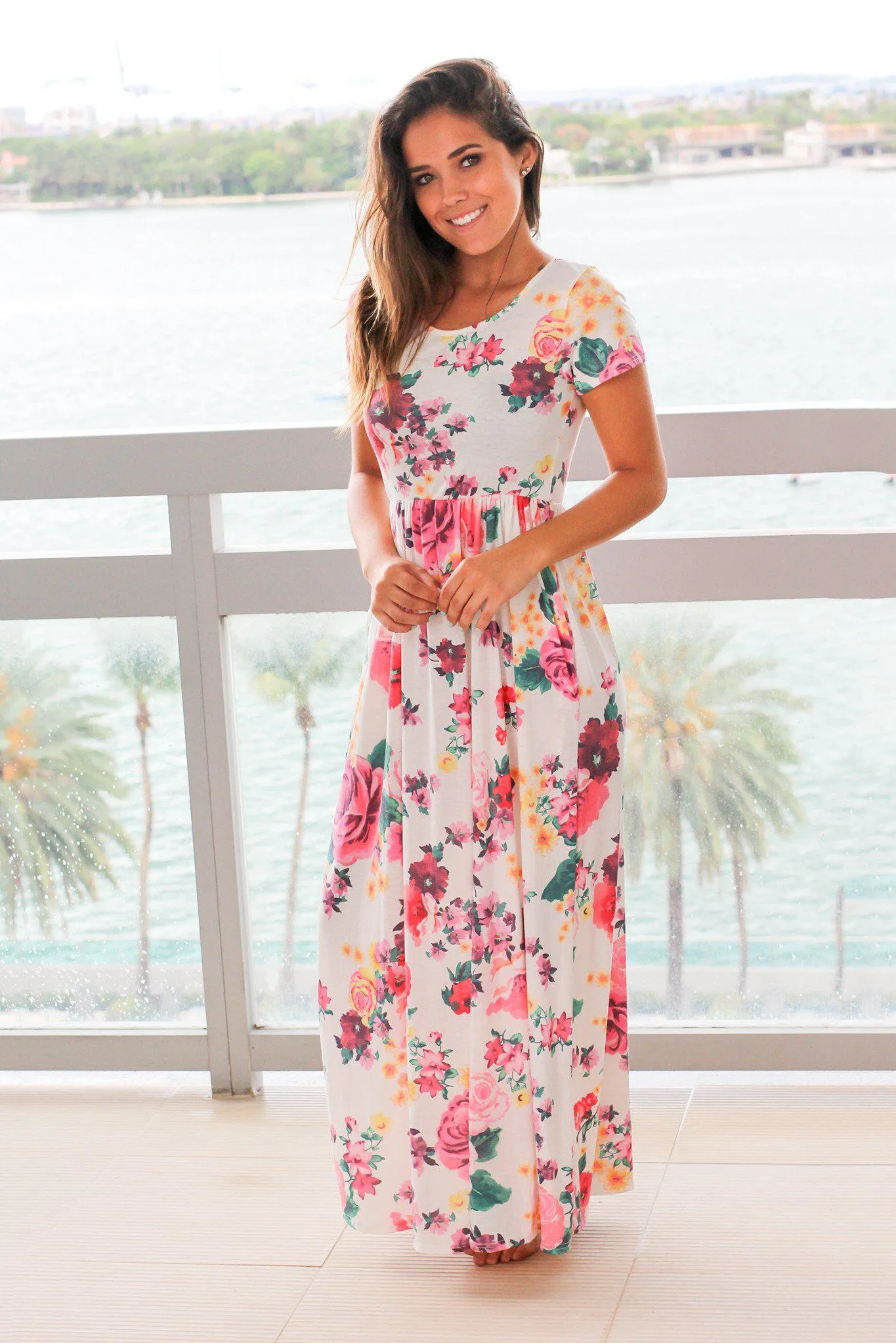 White Floral Maxi Dress