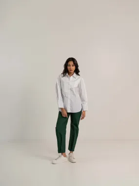 White Shirt and Green Pants