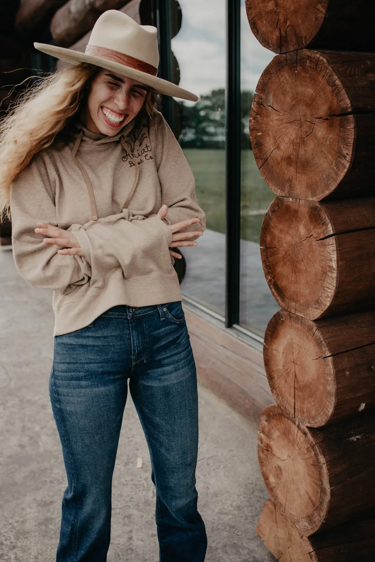 Womens Bronco Stitch Tan Heathered Hoodie (XS-XXL)