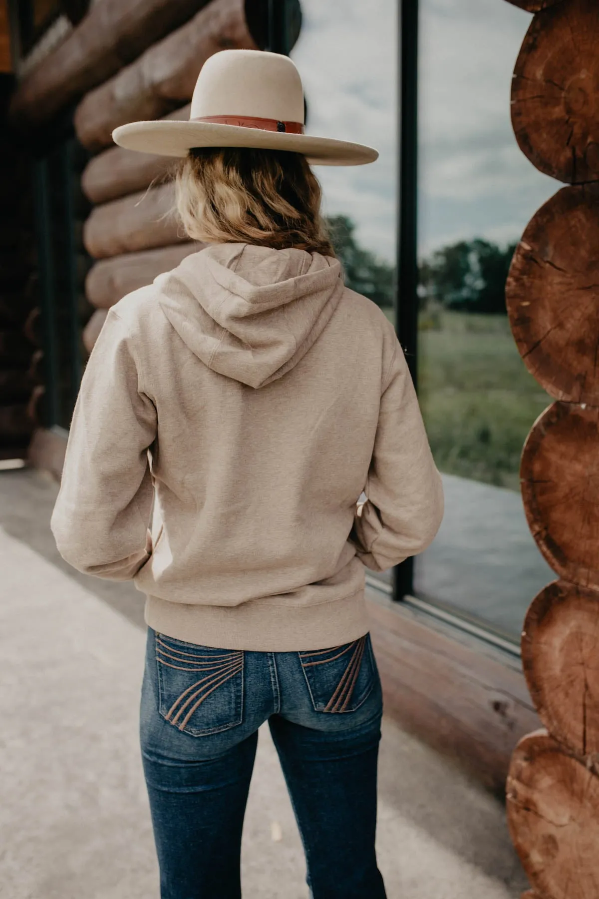 Womens Bronco Stitch Tan Heathered Hoodie (XS-XXL)