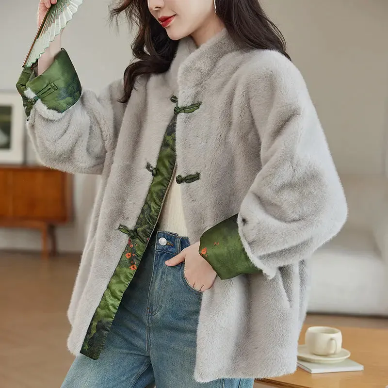 Women's Fur Chinese Style Traditional Coat