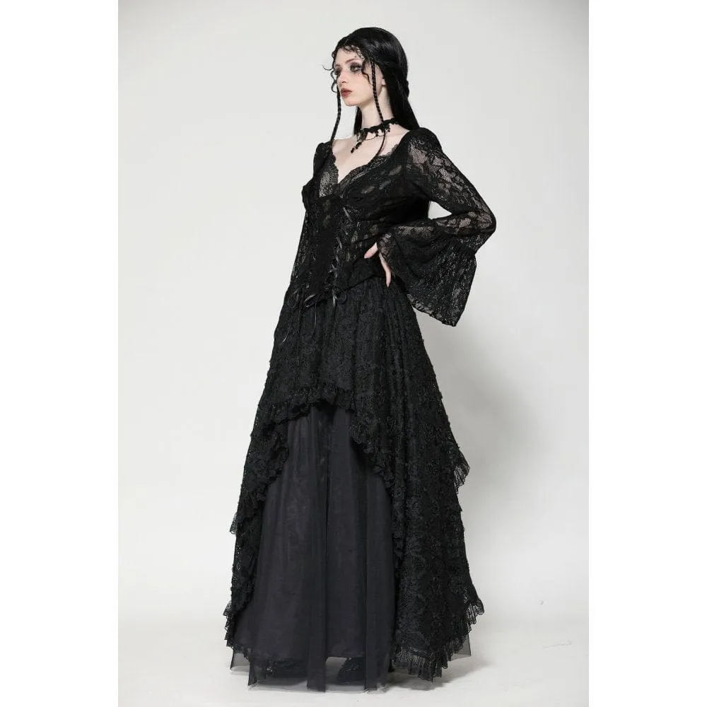 Women's Gothic Lace Lace-up Long Sleeved Shirt