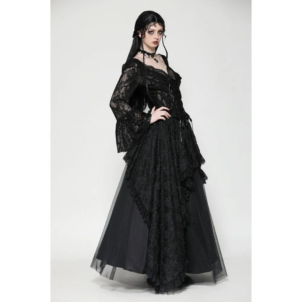 Women's Gothic Lace Lace-up Long Sleeved Shirt