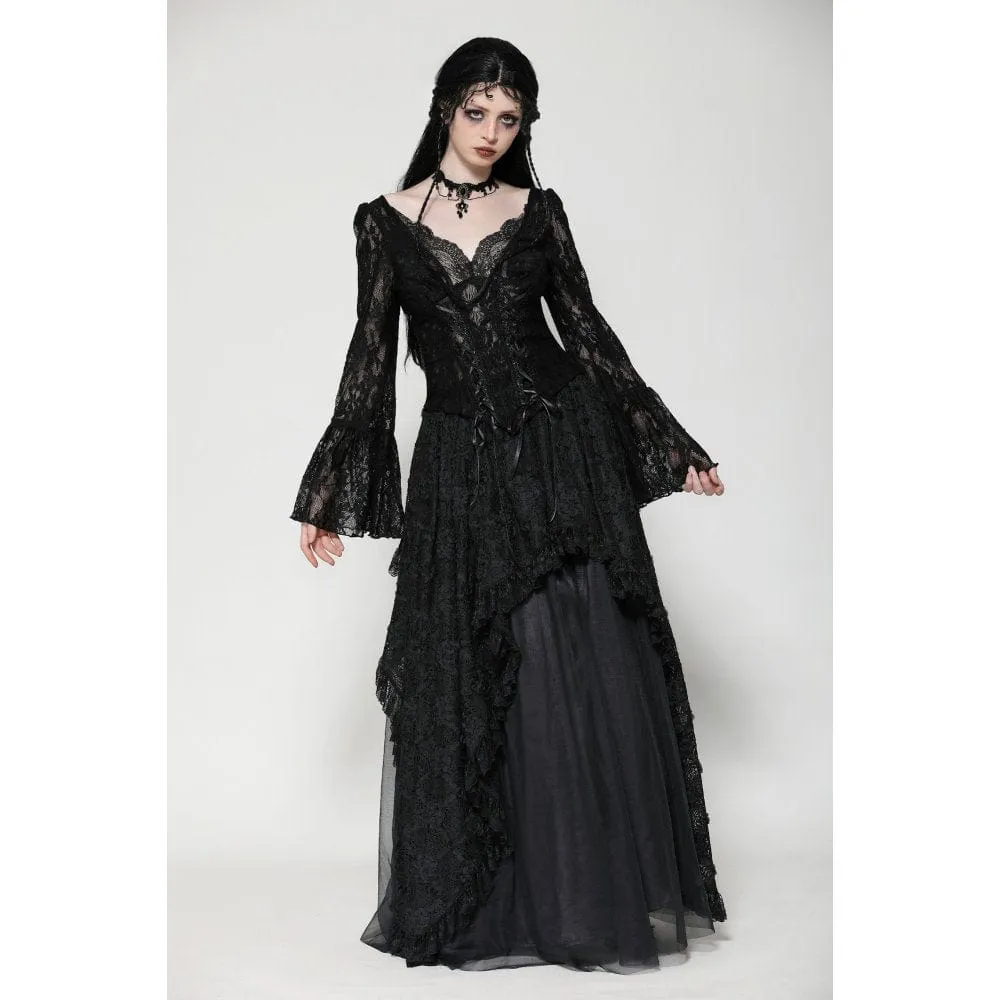 Women's Gothic Lace Lace-up Long Sleeved Shirt