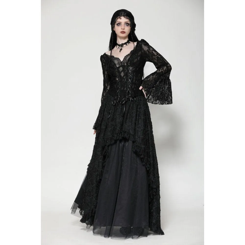 Women's Gothic Lace Lace-up Long Sleeved Shirt