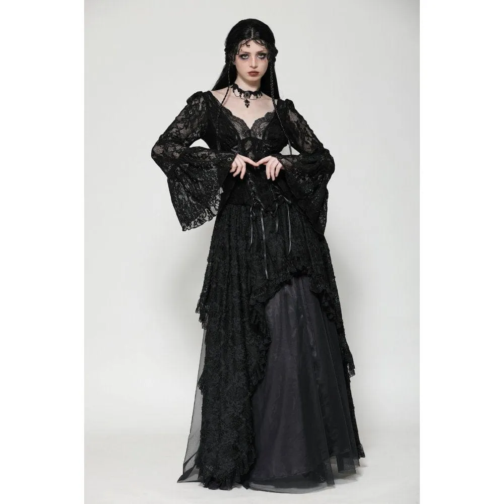 Women's Gothic Lace Lace-up Long Sleeved Shirt