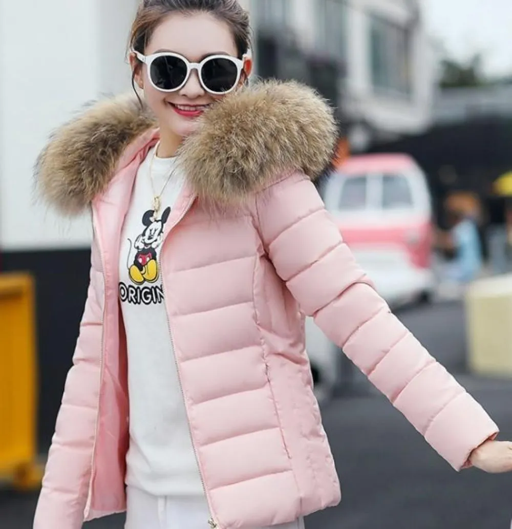 Womens Hooded Slim Fit Winter Zip Up Short Coat