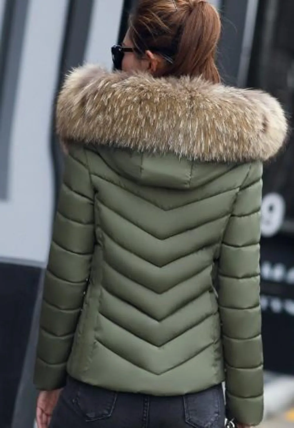 Womens Hooded Slim Fit Winter Zip Up Short Coat