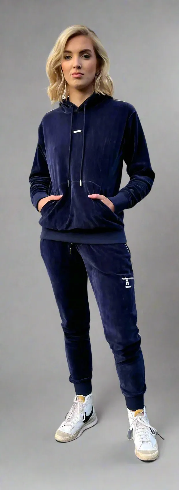 Women’s Navy Velour Hoodie