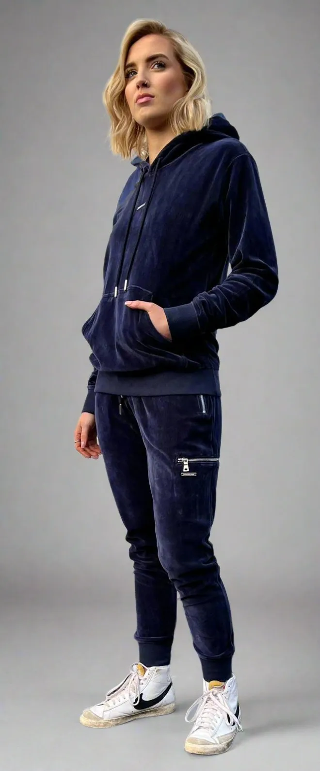 Women’s Navy Velour Hoodie