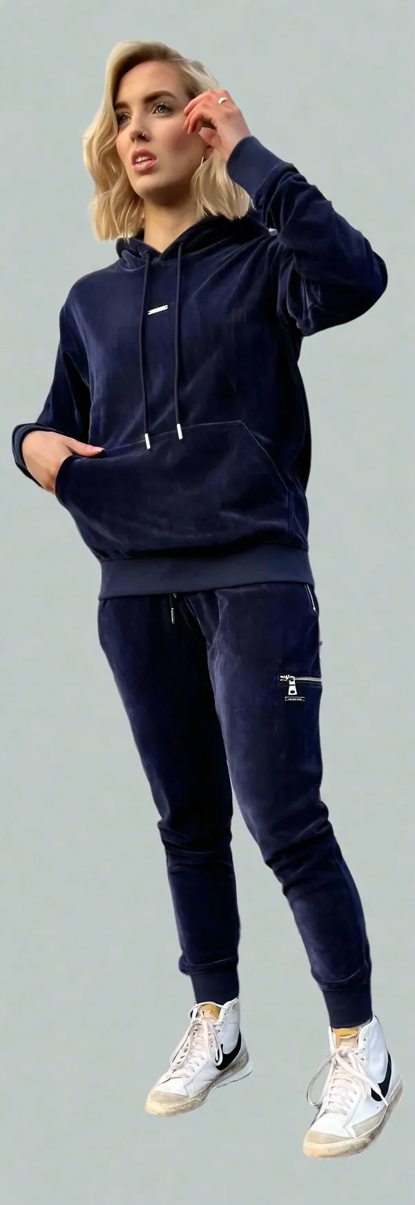 Women’s Navy Velour Hoodie