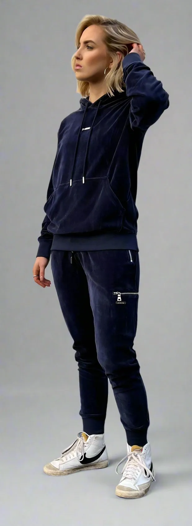 Women’s Navy Velour Hoodie