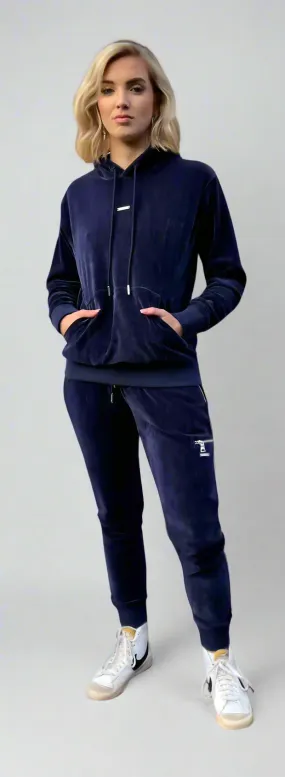 Women's Navy Velour Tracksuit Set