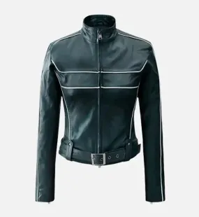 Women's Soft Prussian Blue Biker Jacket