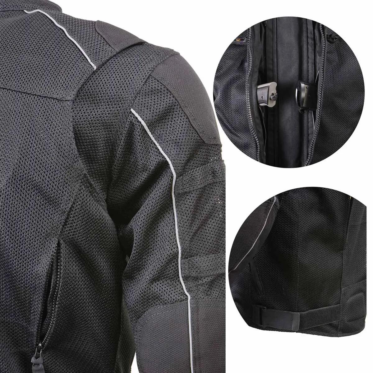 Xelement XS6557 Men's 'Troubled' Black All-Weather Mesh Motorcycle