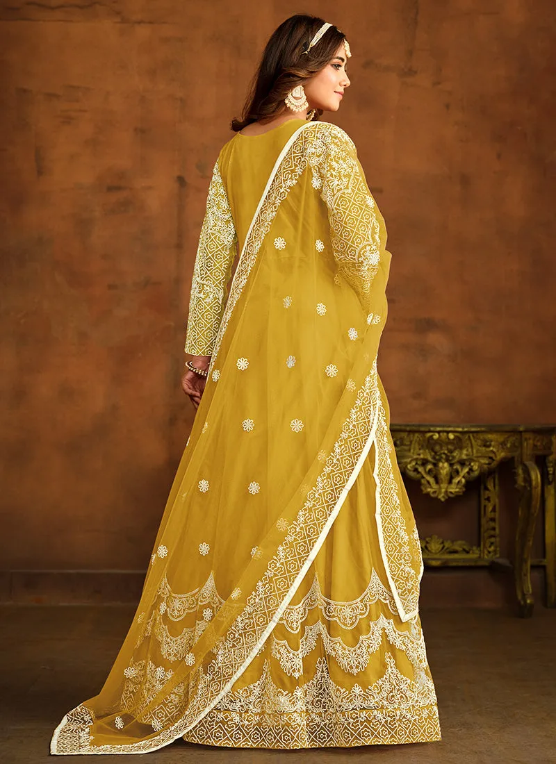 Yellow Embroidery Traditional Anarkali Gown