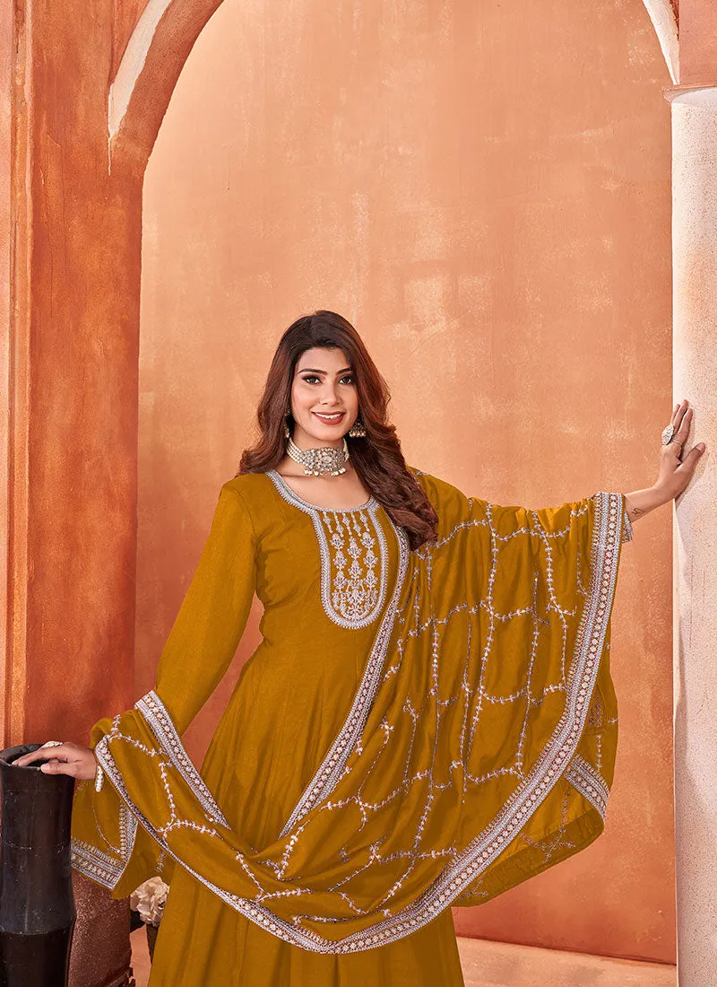 Yellow Embroidery Wedding Anarkali Suit