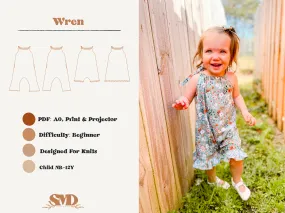 Youth Wren Romper and Dress Digital Sewing Pattern Sizes NB-12Y