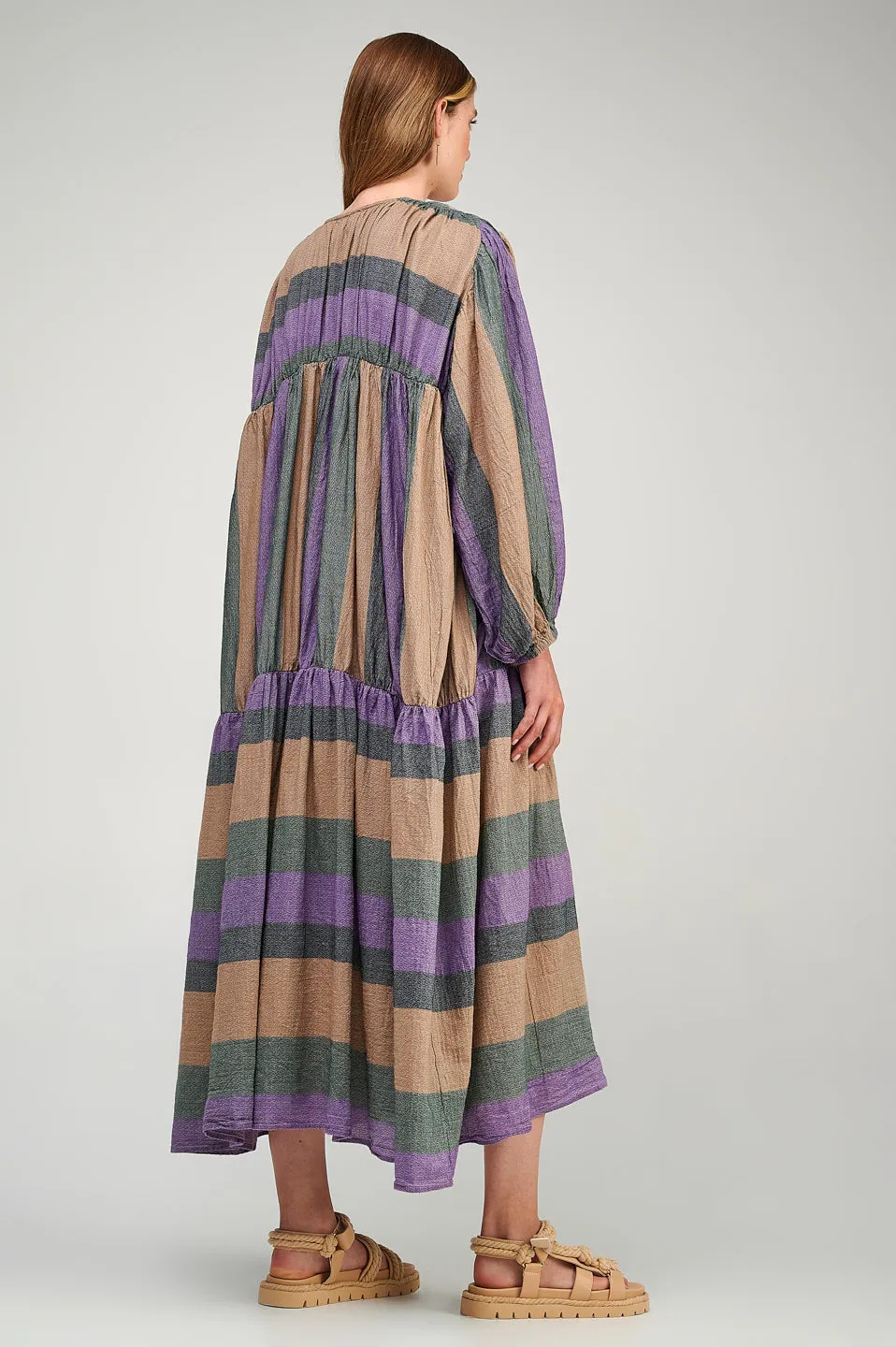 Zakar Maxi Dress in Purple/Black/Tan