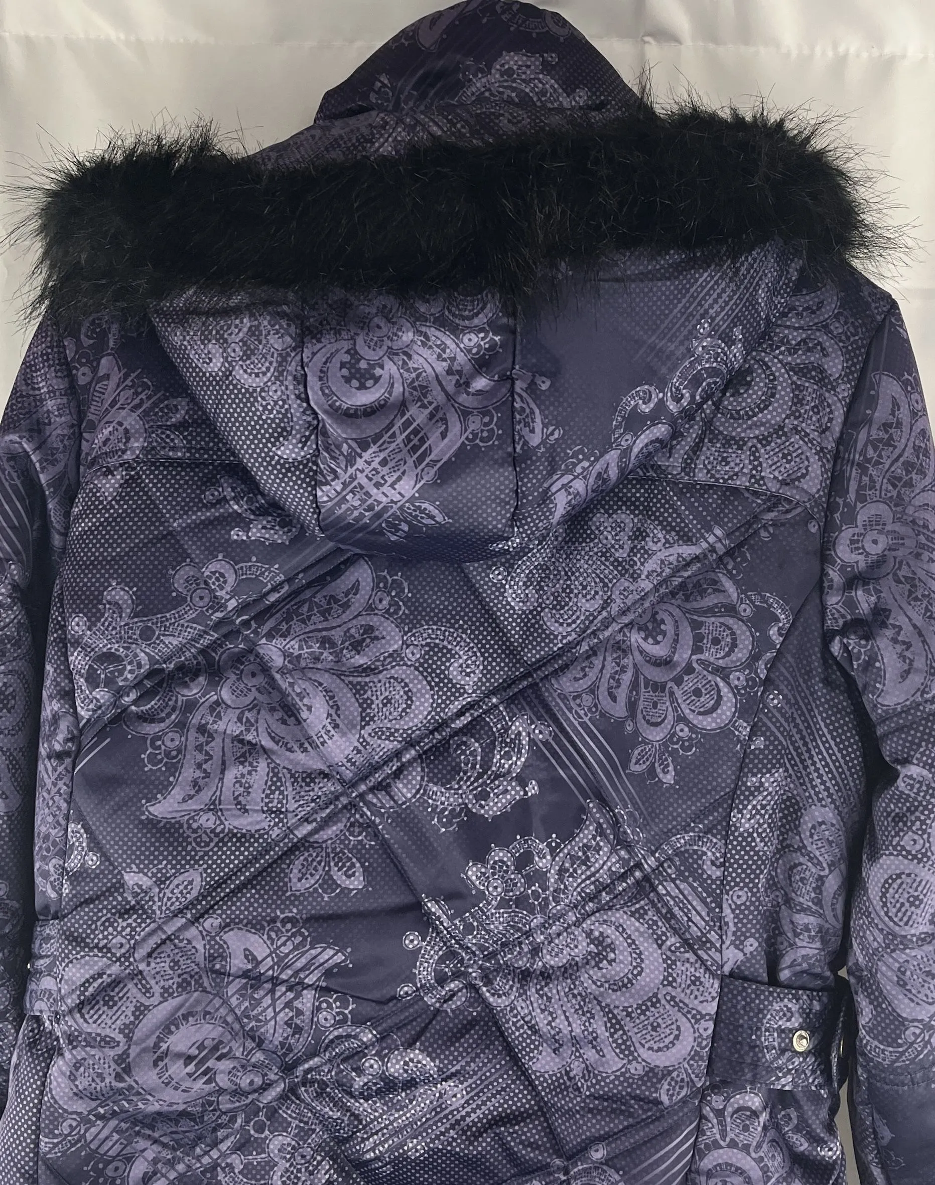 ZeroXPosur Women's Purple Paisley Quilted boarding Jacket W/Hood Size L