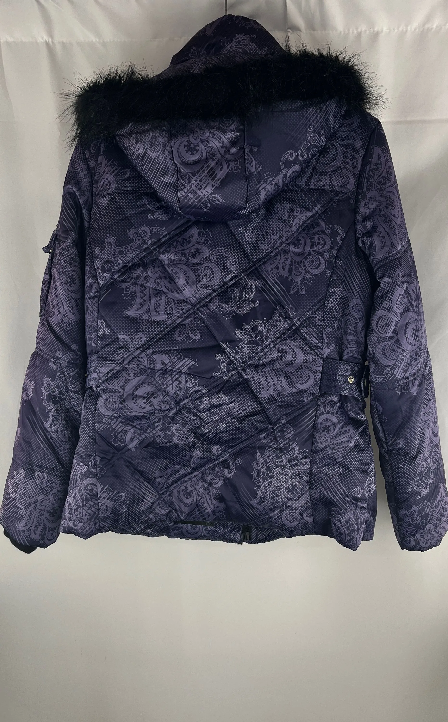 ZeroXPosur Women's Purple Paisley Quilted boarding Jacket W/Hood Size L