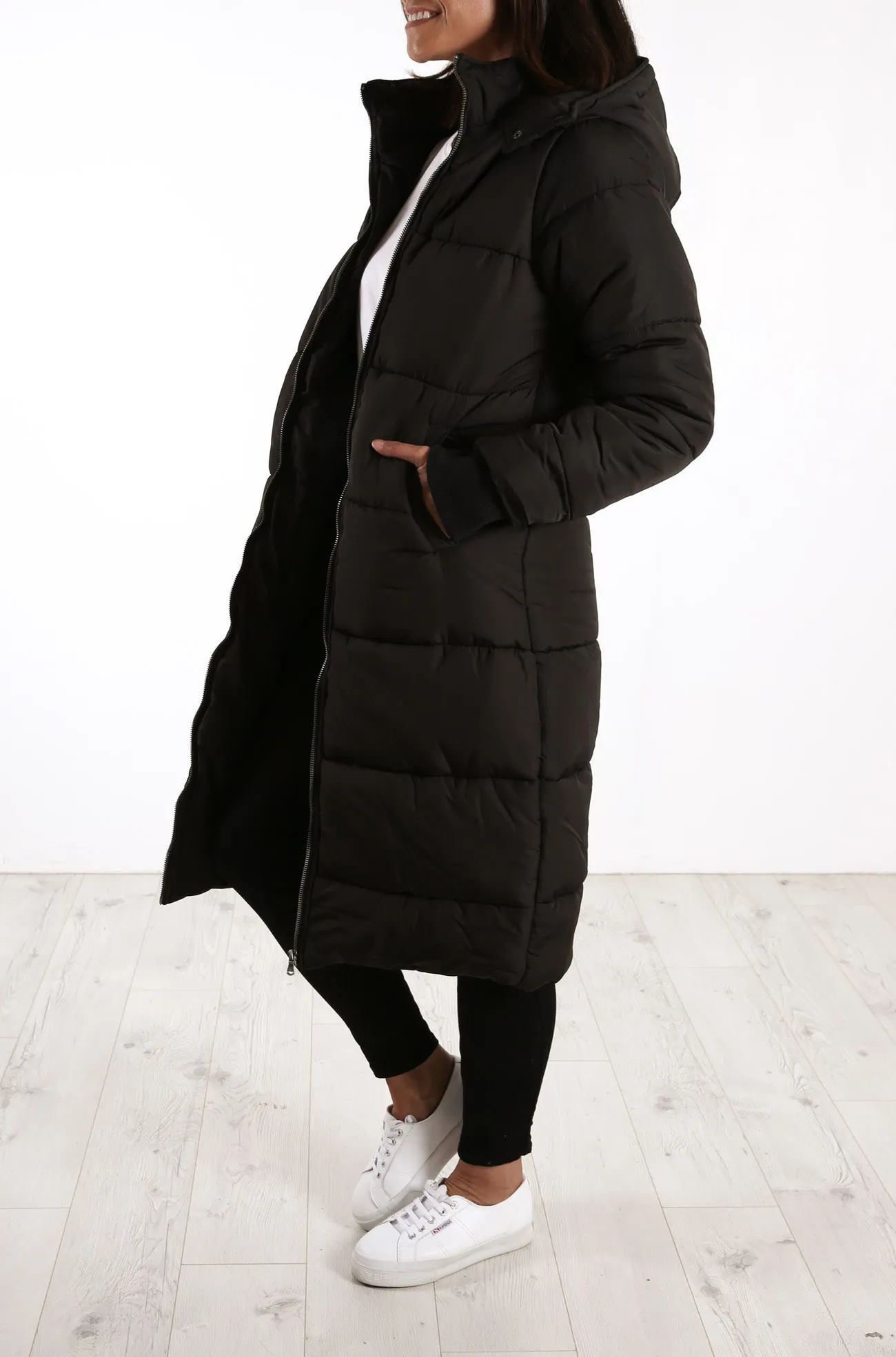 Zoe Longline Puffer Black